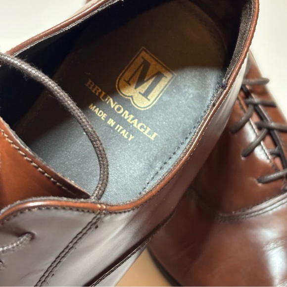 Bruno Magli Mens Milos Brown Calf Oxford Dress Shoe Size 11.5 M Made In Italy - Picture 10 of 11